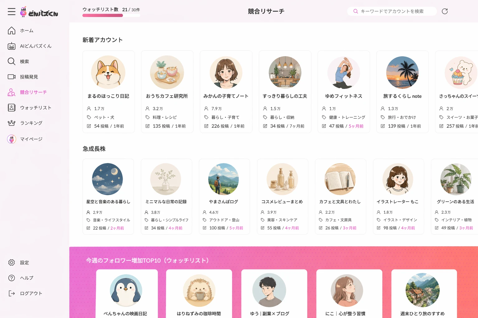 データベース検索の画面