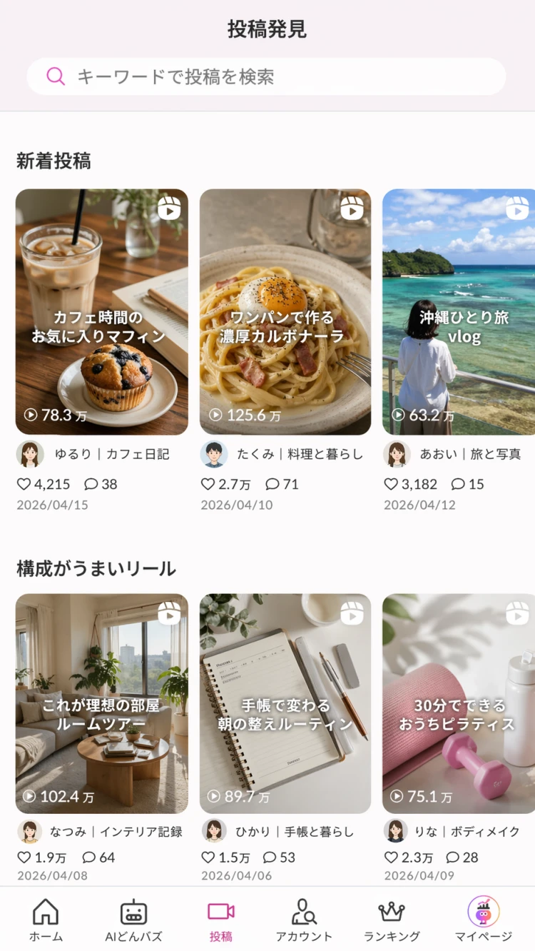 投稿発見画面